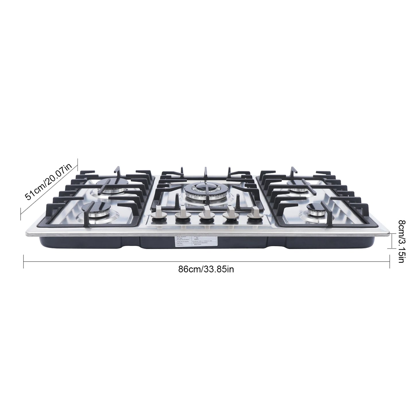 Gaskookplaat – Inbouw Kookplaat – Gasfornuis – 4-Pits – Roestvrij Staal – 3.0 kW High-Power – Elektrische Ontsteking
