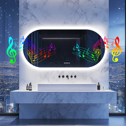 Ovaal LED Badkamerspiegel – Spiegels – Make-up Spiegel – Wandspiegel – Slimme Badkamer Spiegel – 120x60 cm – Bluetooth Speaker – Anti-Fog Functie - QUORE