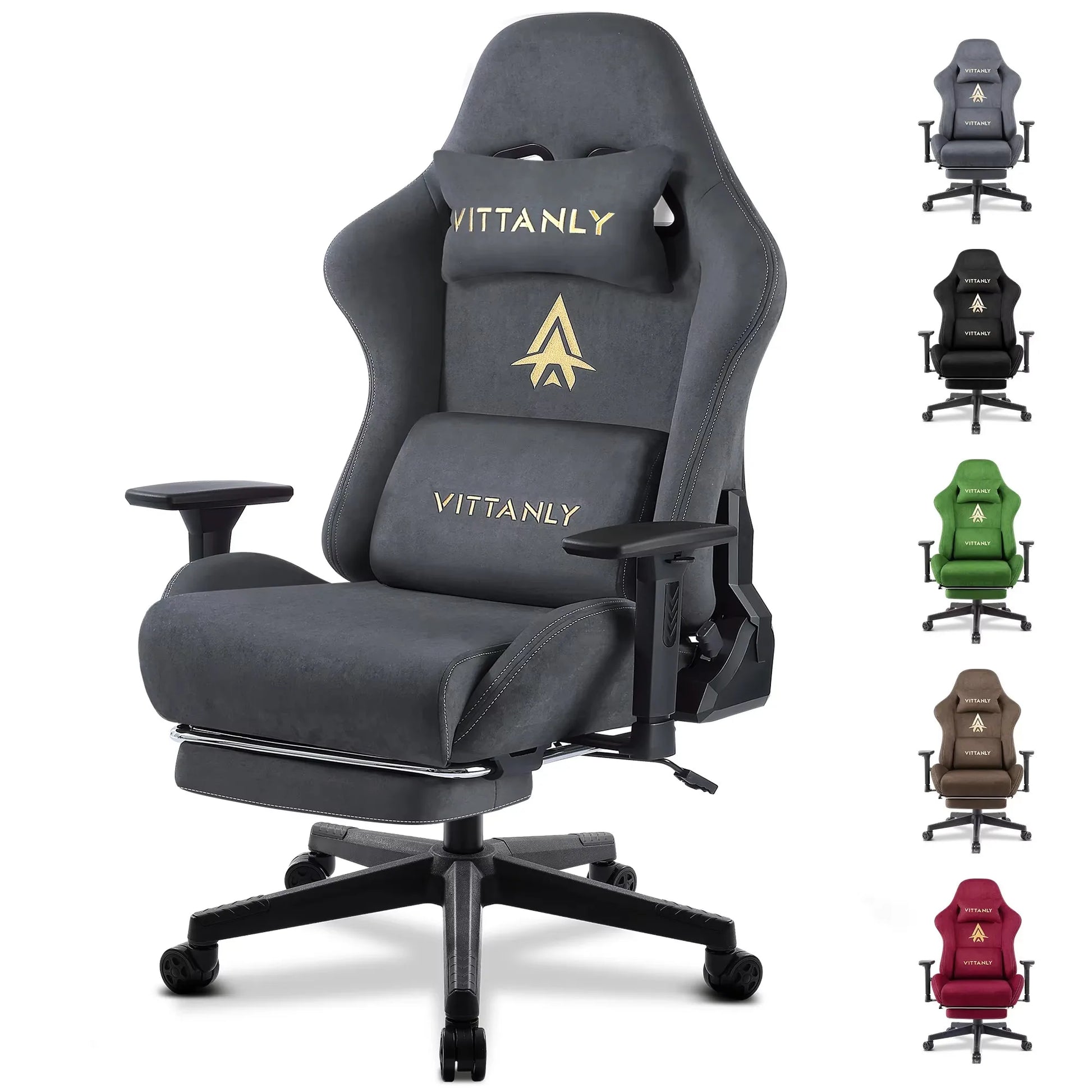 Bureaustoel – Gamingstoel – Bureaustoel Met Wieltjes – Office Chair – Draaistoel – Echt Koeienleer – 360° Draaibaar – Verstelbare Voetsteun – Grijs - QUORE