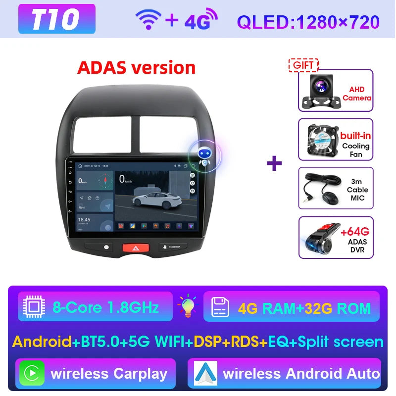 2DIN Android Autoradio – Multimedia Speler – Navigatie Systeem – Touchscreen Radio – Auto Stereo – T10-ADAS Variant – 10 Inch Scherm – CarPlay & Android Auto Support