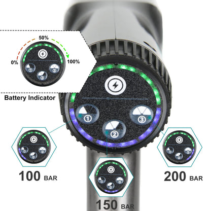 Hogedrukreiniger - Hogedruk Auto-Wasser - Hogedrukspuit - Draadloze - 3500W - 18V - 200Bar - 6-in-1 Mondstuk - 1 Accu - Grijs