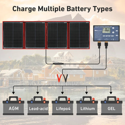 Zonnepaneel - Opvouwbaar Zonnepanelen - Zonneenergie - Sun Power - 300W - 18V - Draagbare Zonne-energie Oplader - Outdoor & Camping – Hoge Efficiëntie - QUORE