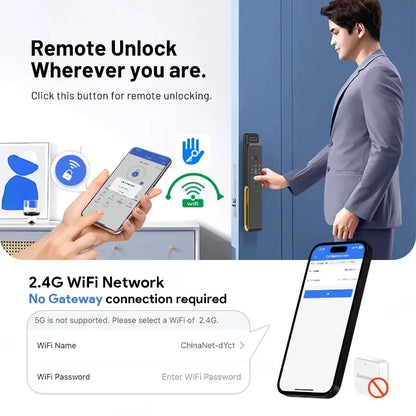 Smart Lock – Slimme Deurslot – Elektronisch Slot – Vingerafdrukslot – Digitaal Deurslot – Video Intercom – RVS Materiaal - 24x260 Insteek