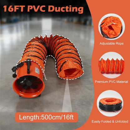 Afzuigventilator – Buisventilator – Kanaalventilator – Wandventilator – Industriële Ventilator – 12 Inch Ø30 cm – 380W Motor en 5 Meter PVC Luchtslang