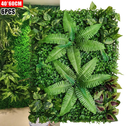 Wandpanelen - Kunstmatig Mat Paneel - Muur Hek Decoratie - Nep Hek - Kunstmatige Levensechte Planten - voor Muur Vloer Gazon Decoratie - 40x60cm - 6 stuks - Groen