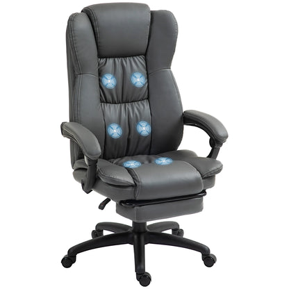 Verstelbare Bureaustoel – Ergonomische Stoel – Bureaustoel Met Massage – Bureaustoel Met Voetensteun – 6 Vibratiepunten – Kantelbaar Tot 135°