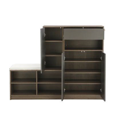 Multifunctional Shoe Storage Bench & Wardrobe – Thick Padded Seat, Built-in Sturdy Shoe Racks, for Corridor, Entryway & Hallway