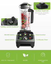 Blender - 2L Jar - Smoothie Maker - Blender Smoothie - 45000RPM - 2200W - 3HP - BPA Free - Gray