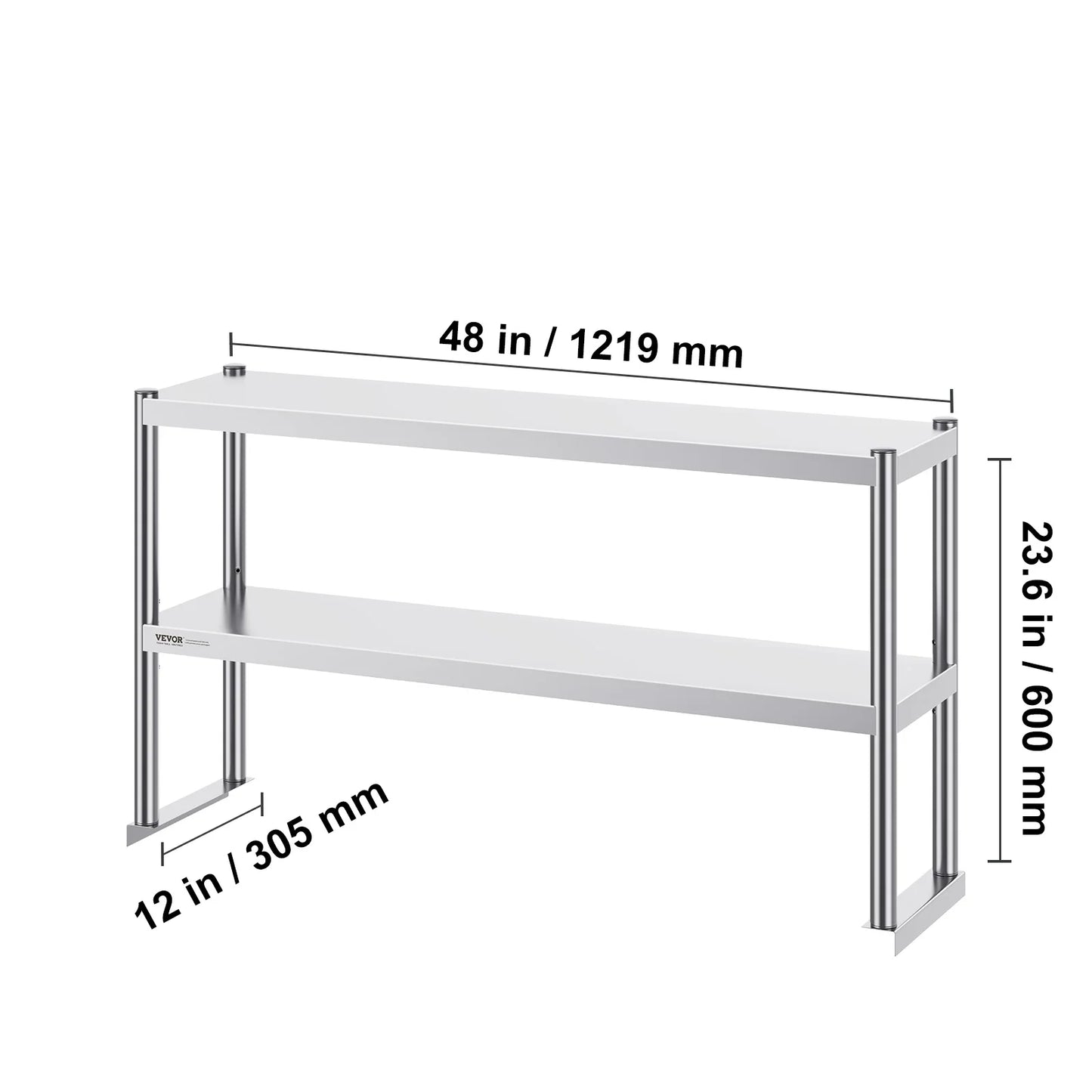 VEVOR Stainless Steel kitchen worktable Overshelf w/ Height Adjustable Overshelf Prep Work Table for Kitchen Restaurant Workshop