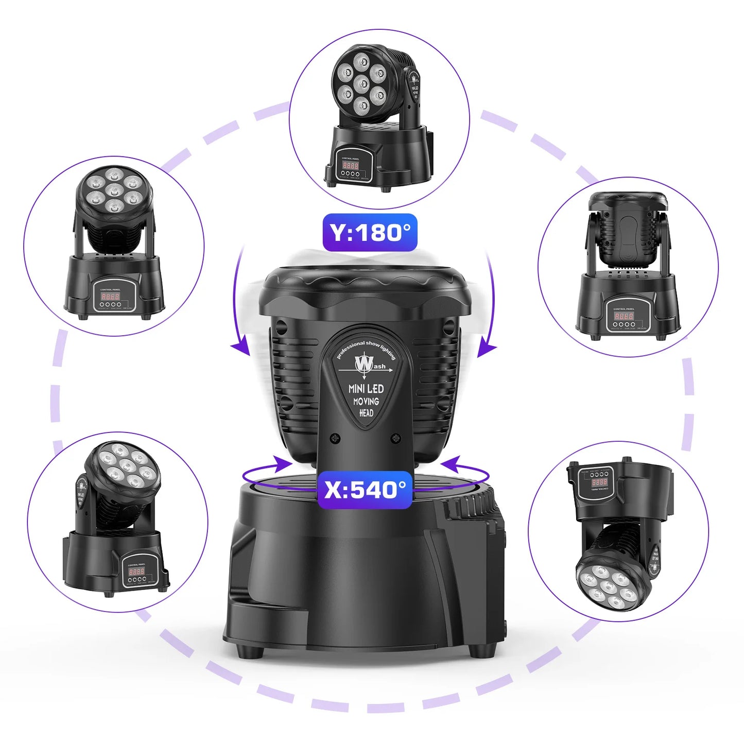 Moving Head – Podiumverlichting – DJ Licht – Discolamp – Feestverlichting – 4 stuks – 7x15W RGBW LED – DMX512 Controle - QUORE