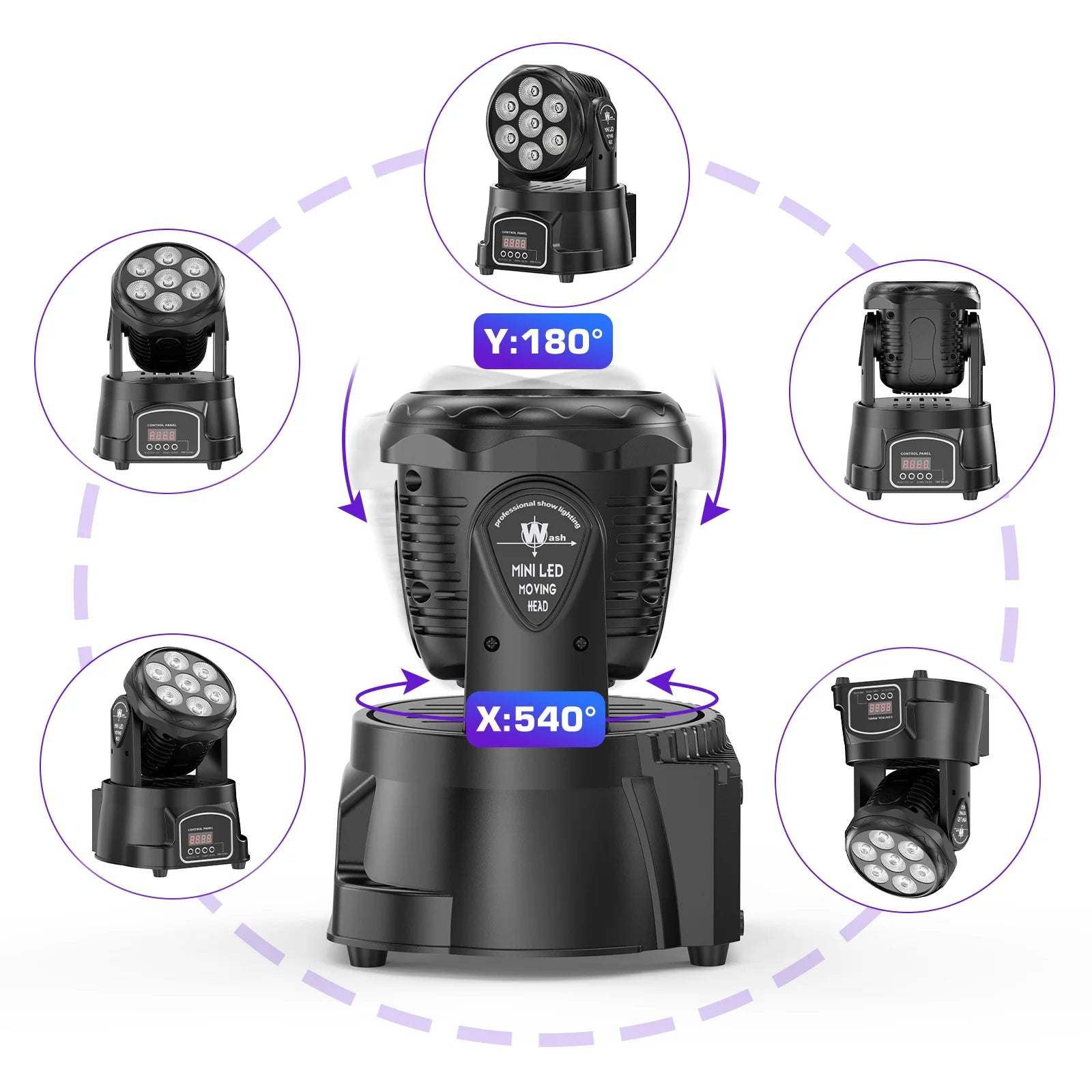 Moving Head – Podiumverlichting – DJ Licht – Discolamp – Feestverlichting – 4 stuks – 7x15W RGBW LED – DMX512 Controle - QUORE