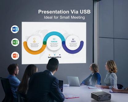Beamer - Projector - Mini Projector - 4K - FHD 1080P - 26000 Lumen -  Auto Focus & Keystone - WIFI 6 & Bluetooth – Draagbare - Home Theater Beamer – EU Plug - Zwart