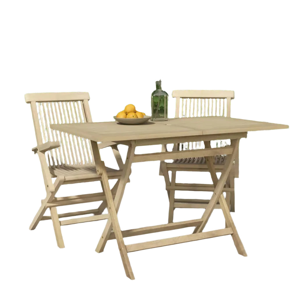 Tuintafel – Opvouwbare Tafel – Buiten Tafel – Balkon Tafel – Massief Teakhout – Weerbestendig – Parasolgat - 120 x 70 x 75cm -  Natuurlijk Grijs