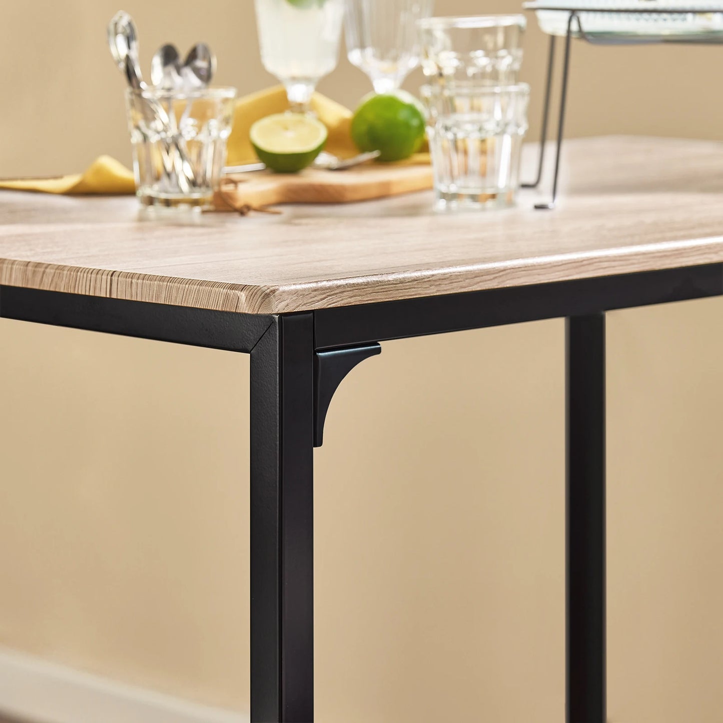 Barkrukken – Barkastel – Barstoelen – Keukenstoelen – Barkruk set Buff – MDF Tafelblad – Staal Frame – Compact Formaat – Zithoogte 87 cm - QUORE