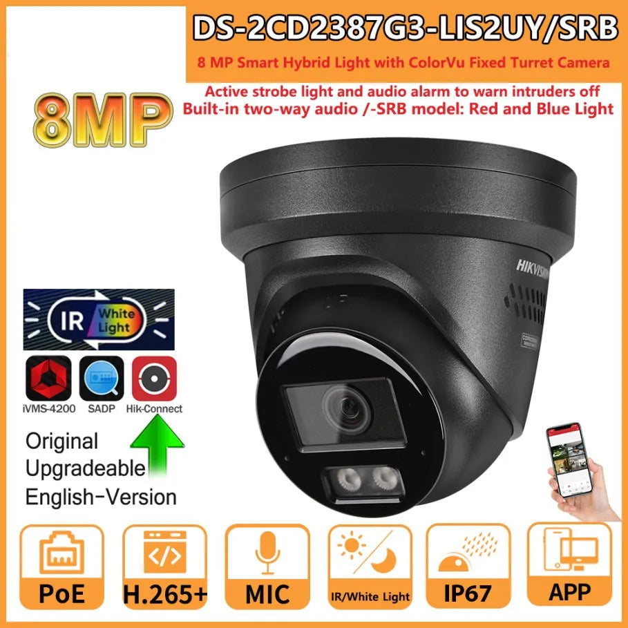 8MP Bewakingscamera – Beveiligingscamera – IP Camera – Dome Camera – Netwerkcamera – Smart Hybrid Light – 2-Weg Audio