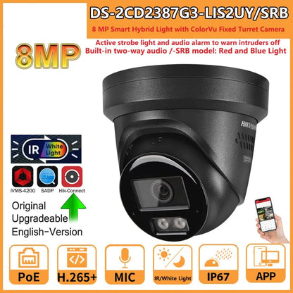 8MP Bewakingscamera – Beveiligingscamera – IP Camera – Dome Camera – Netwerkcamera – Smart Hybrid Light – 2-Weg Audio