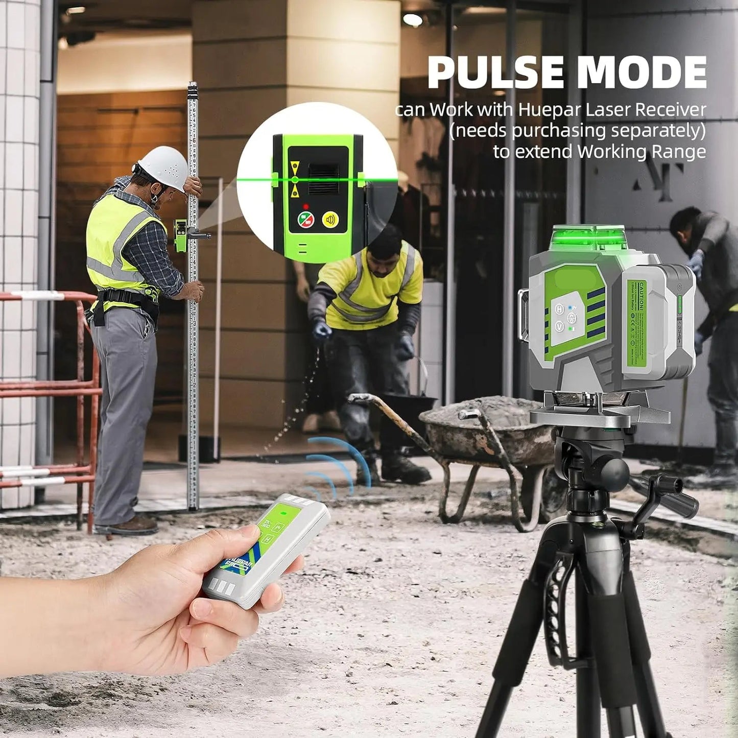 Laser Waterpas – Kruislijnlaser – Bouwlaser – Zelfnivellerend – 4D Lijnen – Green Laser – 8000mAh Accu - QUORE