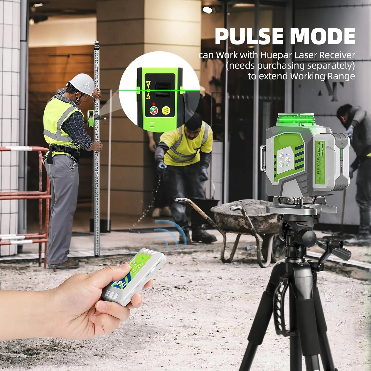 Laser Waterpas – Kruislijnlaser – Bouwlaser – Zelfnivellerend – 4D Lijnen – Green Laser – 8000mAh Accu - QUORE
