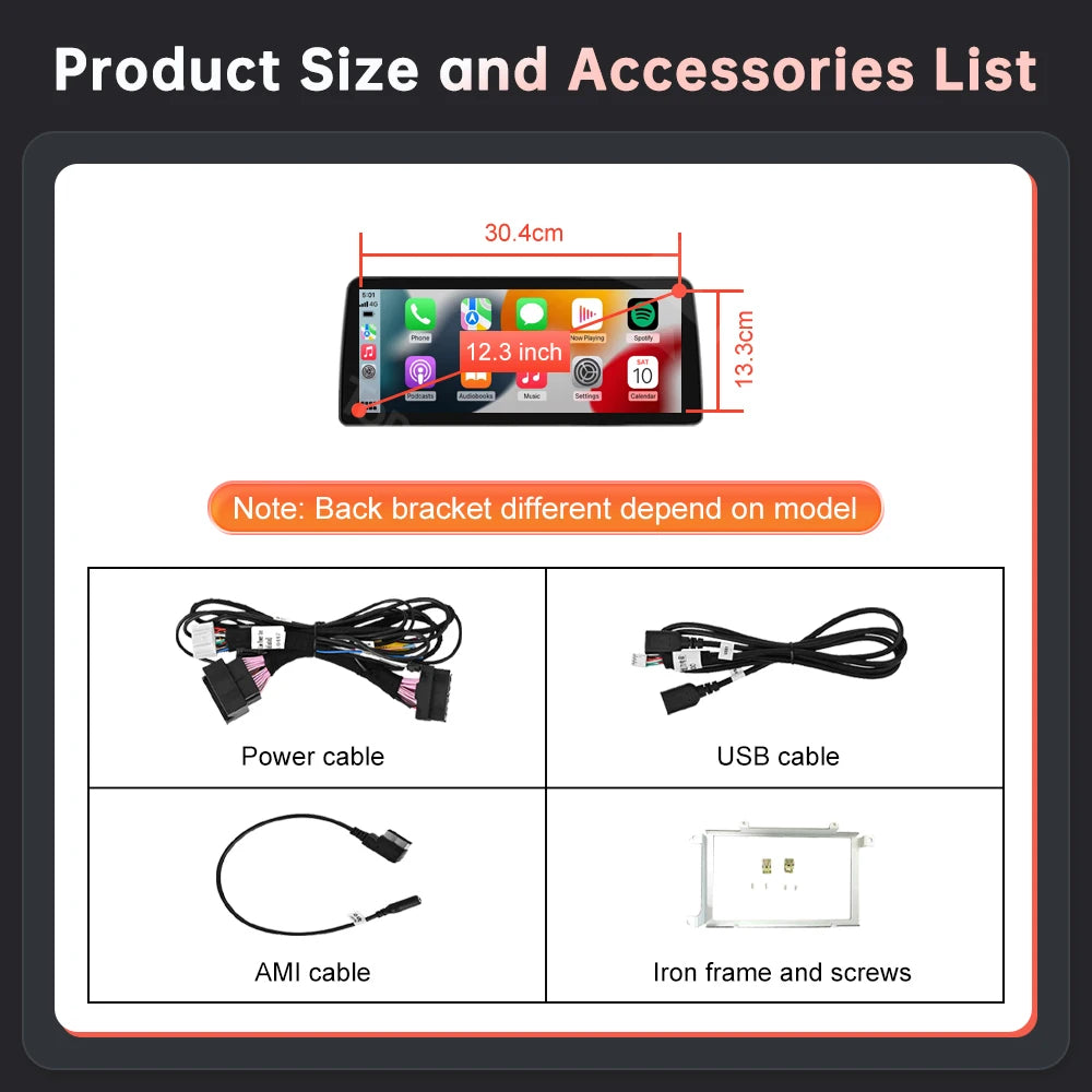 12,3 Inch Multimedia Scherm – Touchscreen Display – Infotainment Systeem – Navigatiescherm – Autobediening – Draadloze CarPlay & Android Auto – Ultra Dun Design – Airplay Autolink Functie
