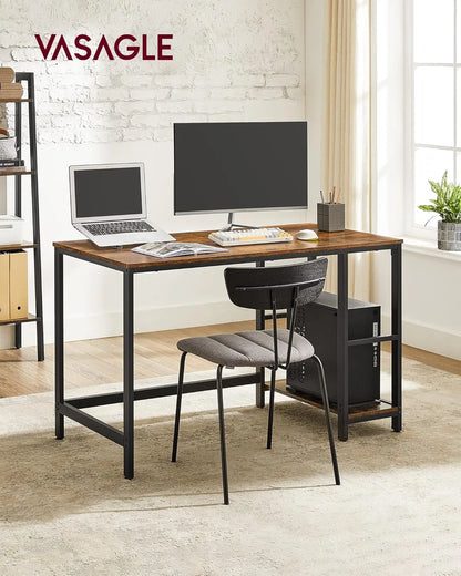 Tafel - Gaming Desk - Gaming Tafel - Computertafel - Computer bureau - 120x60x75 cm – Robuust Tafelblad – Stalen Frame – Rustiek Bruin/Zwart - QUORE