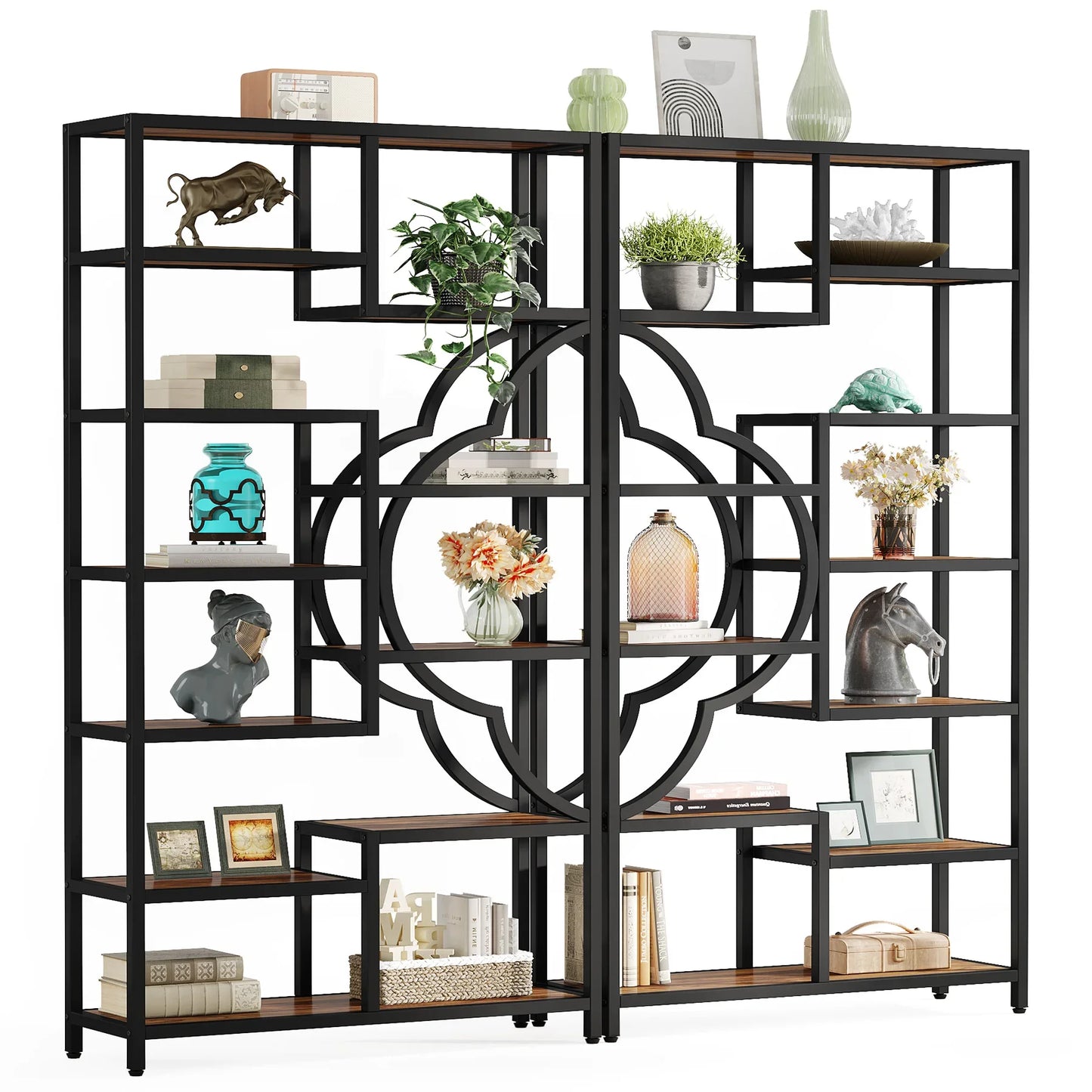 Boekenkast – Boekenplank – Vakkenkast – Roomdivider – Industrieel – 190 Cm Hoog – Metalen Frame