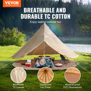 Vevor - Kampeertent - Kampeertent voor buiten - Draagbaar - Canvas Bell Tent - 4Seizoenen - 3m - met kacheljack - tot 4 personen