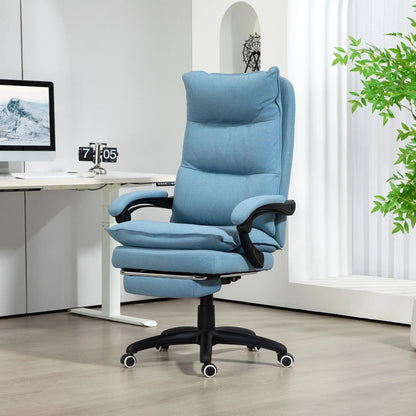 Bureaustoel – Kantoorstoel – Gamestoel – Draaistoel – Ergonomische Stoel – 6 Vibrerende Massagepunten – Verstelbare Rugleuning Tot 135° - Blauw