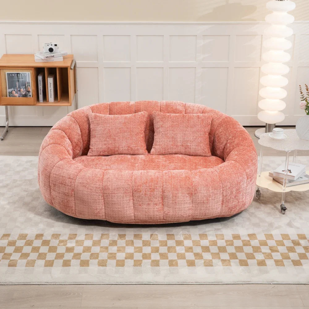 Zitzakbank – Zitzak – Poef – Lounge Stoel – Zitzak Sofa – Roze – Hoogwaardig Schuim – Chenille Bekleding