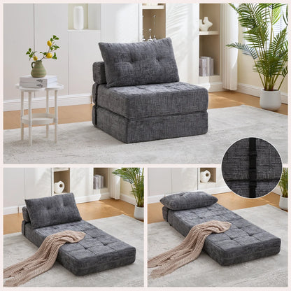Vouwbank – Slaapbank – Loungestoel – Bedbank – Multifunctionele Sofa – Grijs – Ruimtebesparend Design – Hoogwaardig Chenille Matras