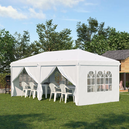 Paviljoen - Tuinpaviljoen - Partytent - Tuintent - Pop-up Kliksysteem - Stabiel - Vouwtent - met 4 Zijwanden - Opvouwbaar - Waterdicht - Winterbestendig - 50+UV-Bescherming - voor Tuin - Buiten - Achtertuin - 5.85 x 2.95 x 2.7 cm - Wit