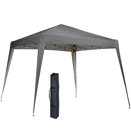 Opvouwbare Partytent 2,4x2,4 m – Waterdicht Pop-up Tuinpaviljoen – Staal & Oxford Doek – UV-bestendig - Grijs - QUORE