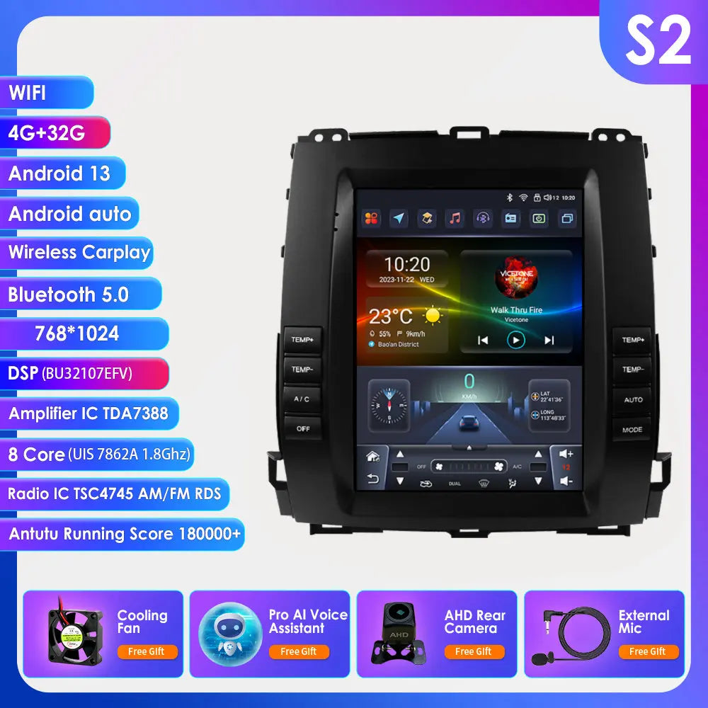 Autoradio – Multimedia Systeem – Navigatiesysteem – Touchscreen Radio – Android Auto – 9,7 Inch Scherm – Android 13 Besturingssysteem – 360 Graden Camera Optie