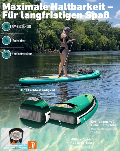 Opblaasbaar Stand Up Paddle Board – SUP Board – Inflatable Paddleboard – Waterboard – Lichtgewicht – Duurzaam PVC – Verstelbaar Peddel En Zitje -Mintgroen