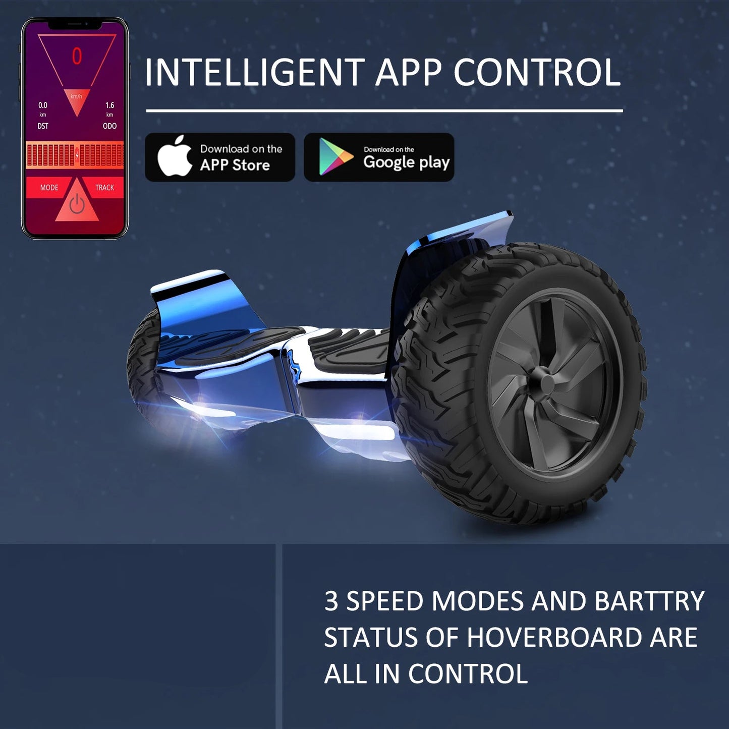 Hoverboard – Offroad Hoverboard – All Terrain Hoverboard – Elektrisch Skateboard – 8.5 Inch Band – Waterbestendig IP54 – Dubbele Motor 15 Km/u - QUORE