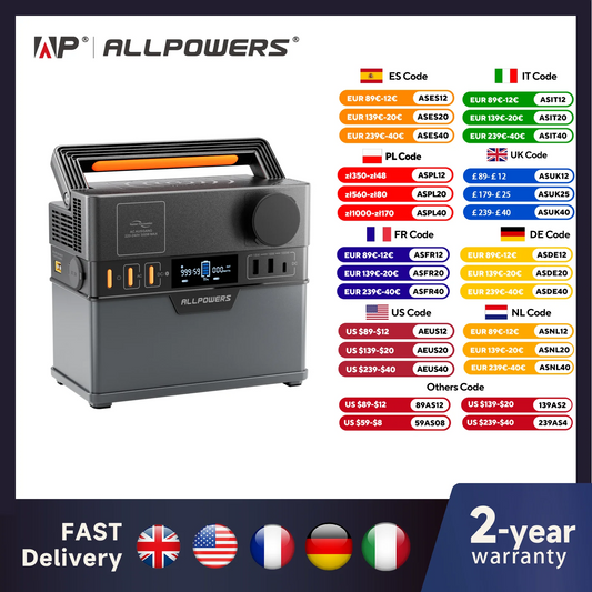 ALLPOWERS Portable Power Station 300W (Peak 500W), 288Wh Backup Battery Power Supply with Pure Sine Wave 110V / 220V AC Outlets - QUORE