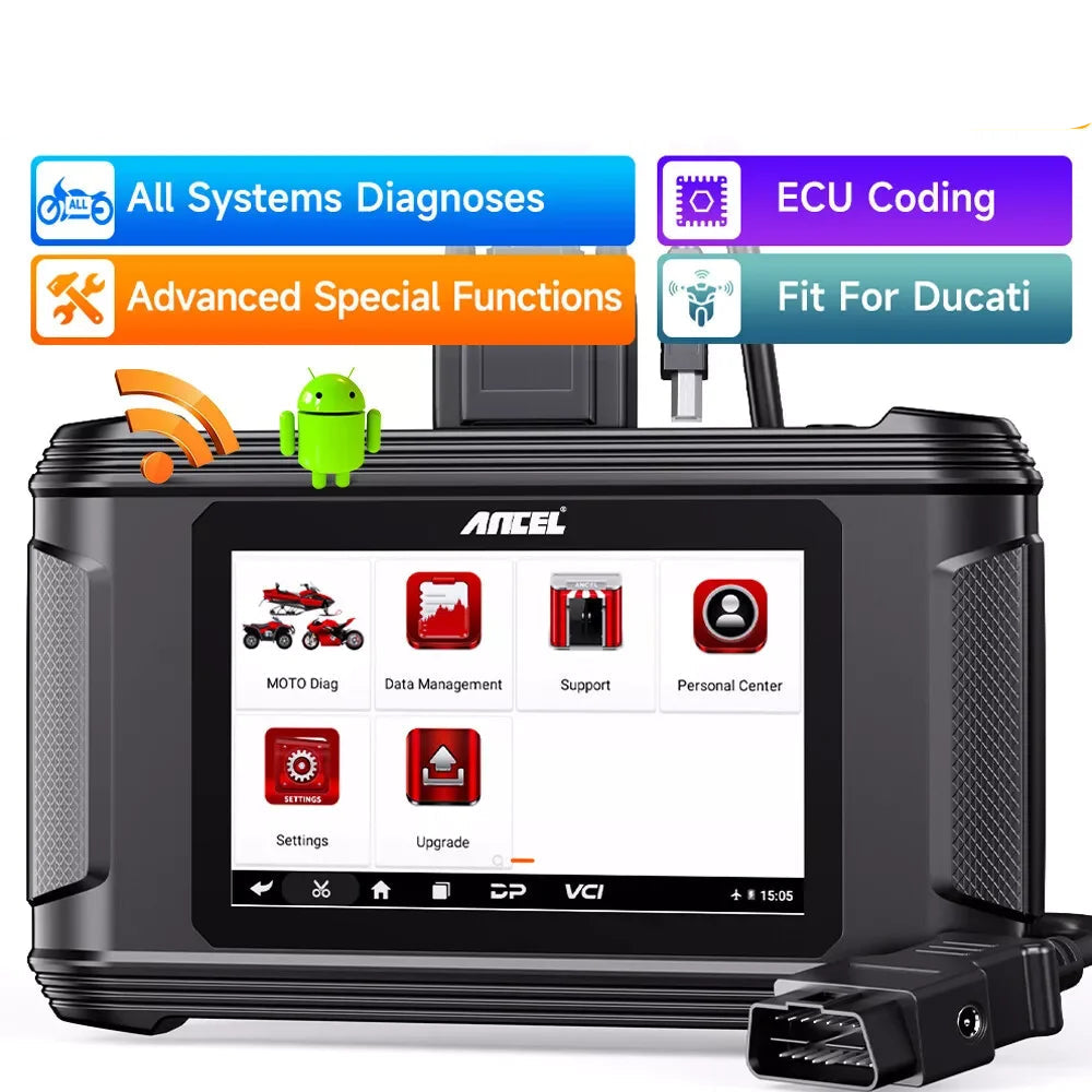 Motorfietsdiagnosetool – Foutcode Scanner – Onderhoudsapparaat – Diagnose Scanner – Ducati Diagnosetool – 5 Inch Touchscreen – WiFi Verbinding