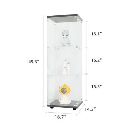 Comanlai 3 Layers Glass Display Cabinet, Modern Display Case with Door for Collectibles Books,Cabinet Standing for Living Room