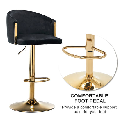 Barstoelen – Barkrukken – Stoelen Voor Bar – Keukenstoelen – Verstelbare Hoogte – Velvet Bekleding – Metalen Voet