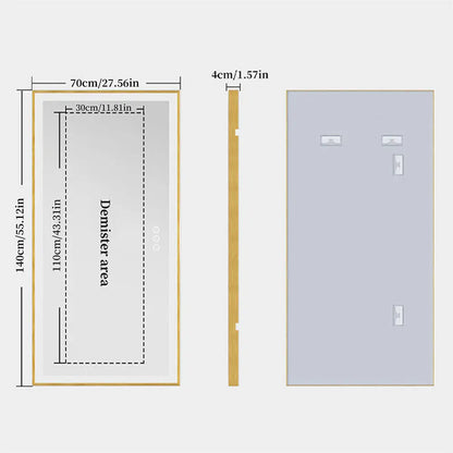 LED Spiegel – Badkamerspiegel – Verlichte Spiegel – Make-Up Spiegel – Dimbaar Licht – Anti-Condens Verwarming – Goud Aluminium Frame - 1400x700mm - QUORE