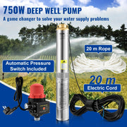 Rioolpomp - Dompelpomp - Schoonwaterpomp - Diepe Bron Dompelpomp - Waterpomp - 370W - Bedieningskast - Roestvrij Staal - Groot debiet - Zilver