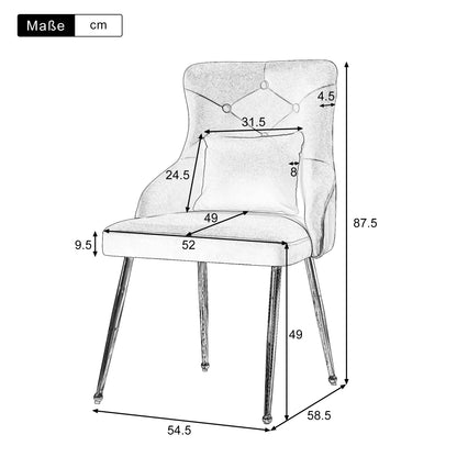 Eetkamerstoel – Set van 2 - Fluwelen Eetkamerstoel – Comfortabele Stoel – Moderne Zitstoel – Luxe Eettafelstoel – Hoogwaardig Schuim – Ergonomische Lendensteun - 54.5 x 58.5 x 87.5 cm - Roze