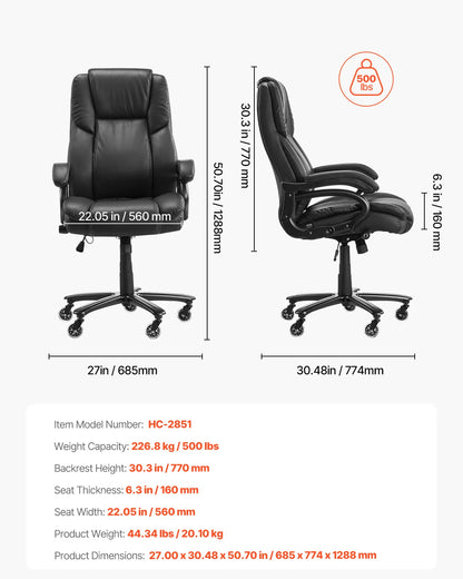 Bureaustoel – Kantoorstoel – Ergonomische Stoel – Gamingstoel – Fauteuil – Verstelbare Rugleuning tot 135° – PU-Leder Met Hoogwaardig Comfort