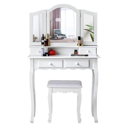Make up dressing table with mirror - make up dressing table chair - make up dressing table - make up dressing table for a girl - Material Wooden - Load capacity (kg): 80-100 - White