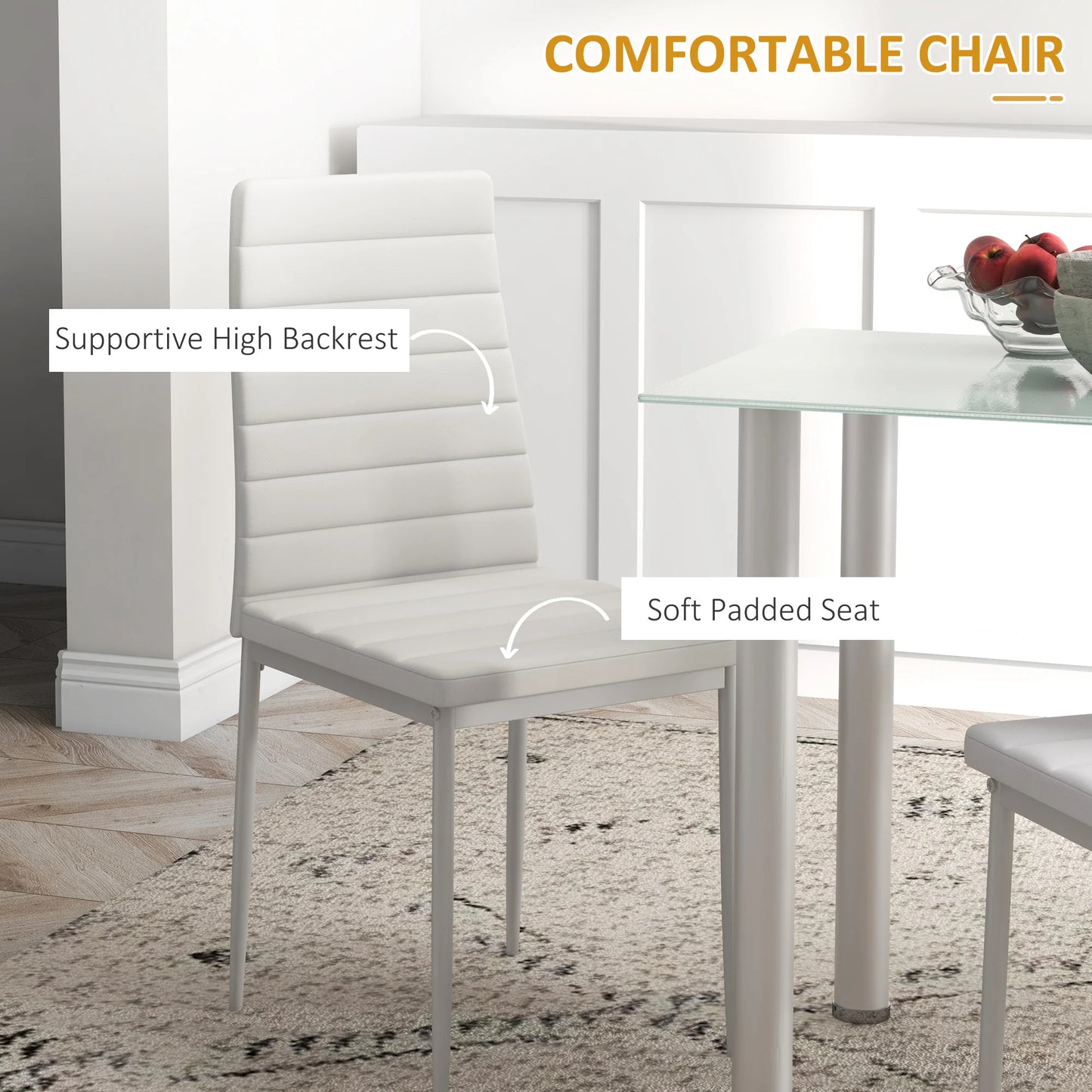 Eethoek – Eettafelset – Eetkamerset – Tafel Met Stoelen – Glazen Tafelblad – 5-Delige Set – Gehard Veiligheidsglas