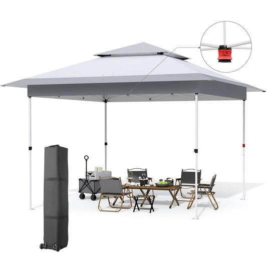 Partytent – Tuinent – Paviljoen – Pop-Up Tent – Waterdicht – UV-Bestendig – Aluminium Frame - Lichtgrijs