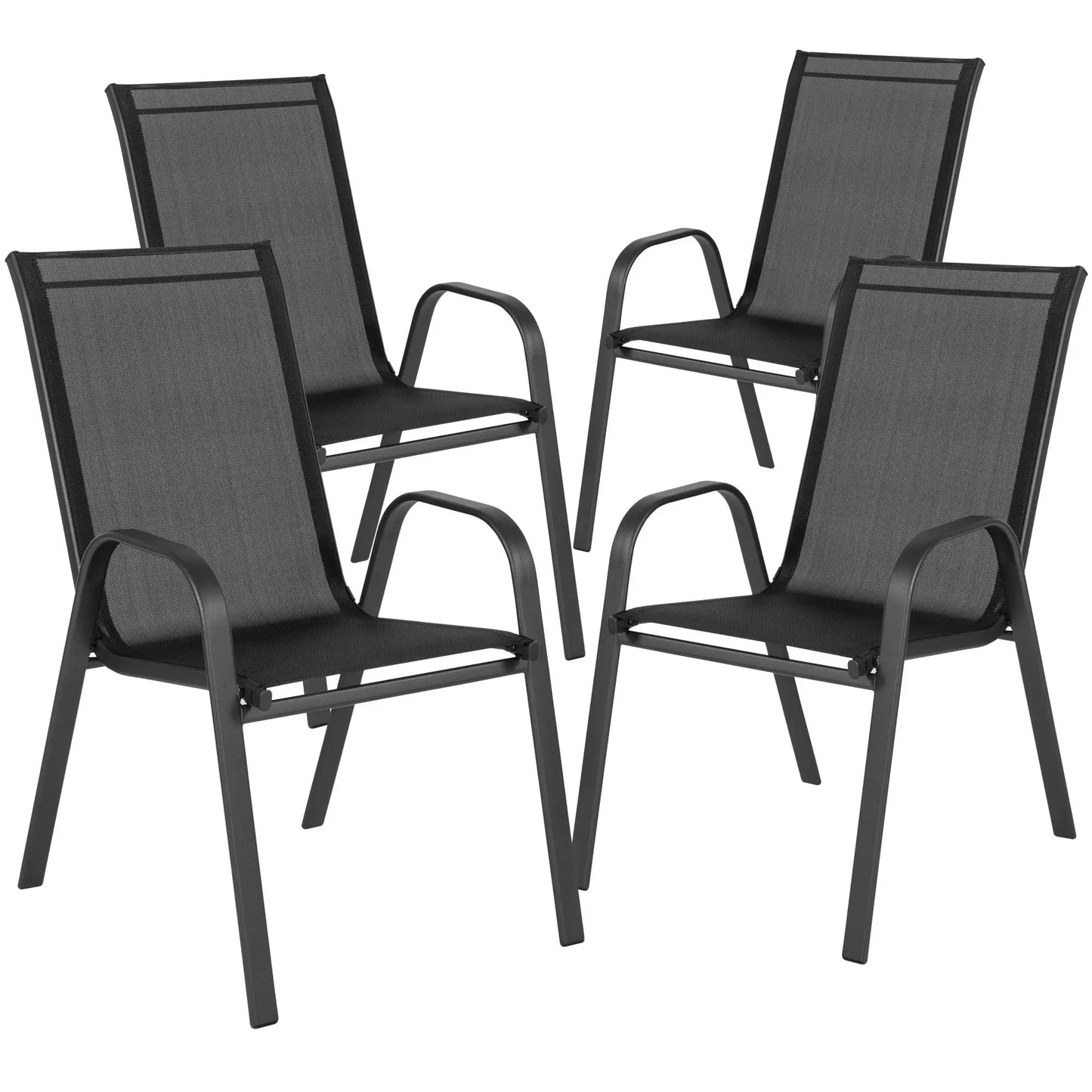 Tuinstoelen - Eetkamer Stoelen - Strandstoelen - Tuinstoel - Klaptoel - Textilene Eetstoelen met Stalen Frame - Stapelbare - Draagvermogen 150kg - Set van 4 - Grijs