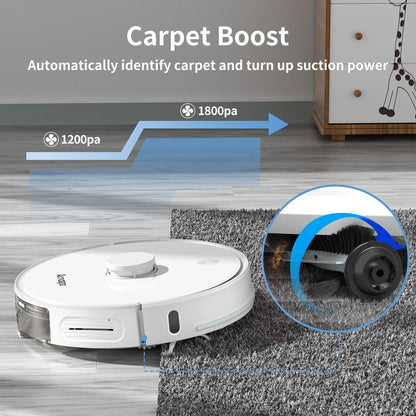 Robotstofzuiger – Robotstofzuiger Mop – Robotstofzuiger Dweil – Slimme Stofzuiger Robot – Stofzuiger Robot Automatisch – 3500Pa Zuigkracht – LDS Lasernavigatie