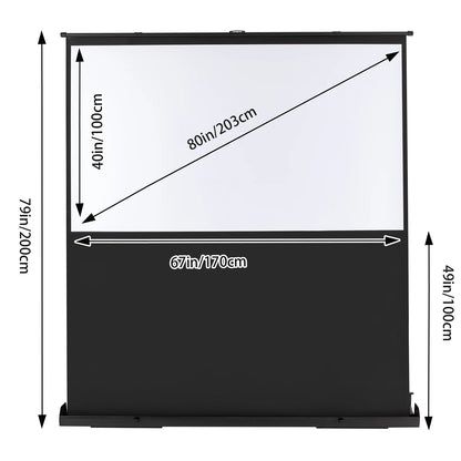 Projectiescherm – Beamerscherm – Projectiedoek – Mobiel Scherm – Draagbaar Scherm – 80 Inch 16:9 – Verstelbare Hoogte 40 Inch – Lichtgewicht Aluminium Frame - QUORE