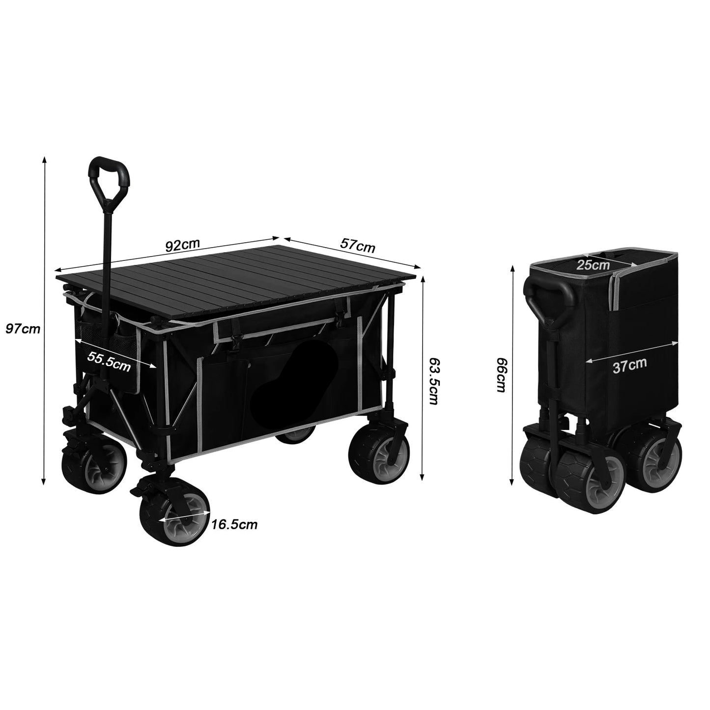 Tuinkar – Opvouwbare - Wagen - Strand - Bolder - Boodschappen - Transport - met Verwijderbare Plateau – Heavy-duty - Draagbare Trolley - Draagvermogen 120 kg - Blauw