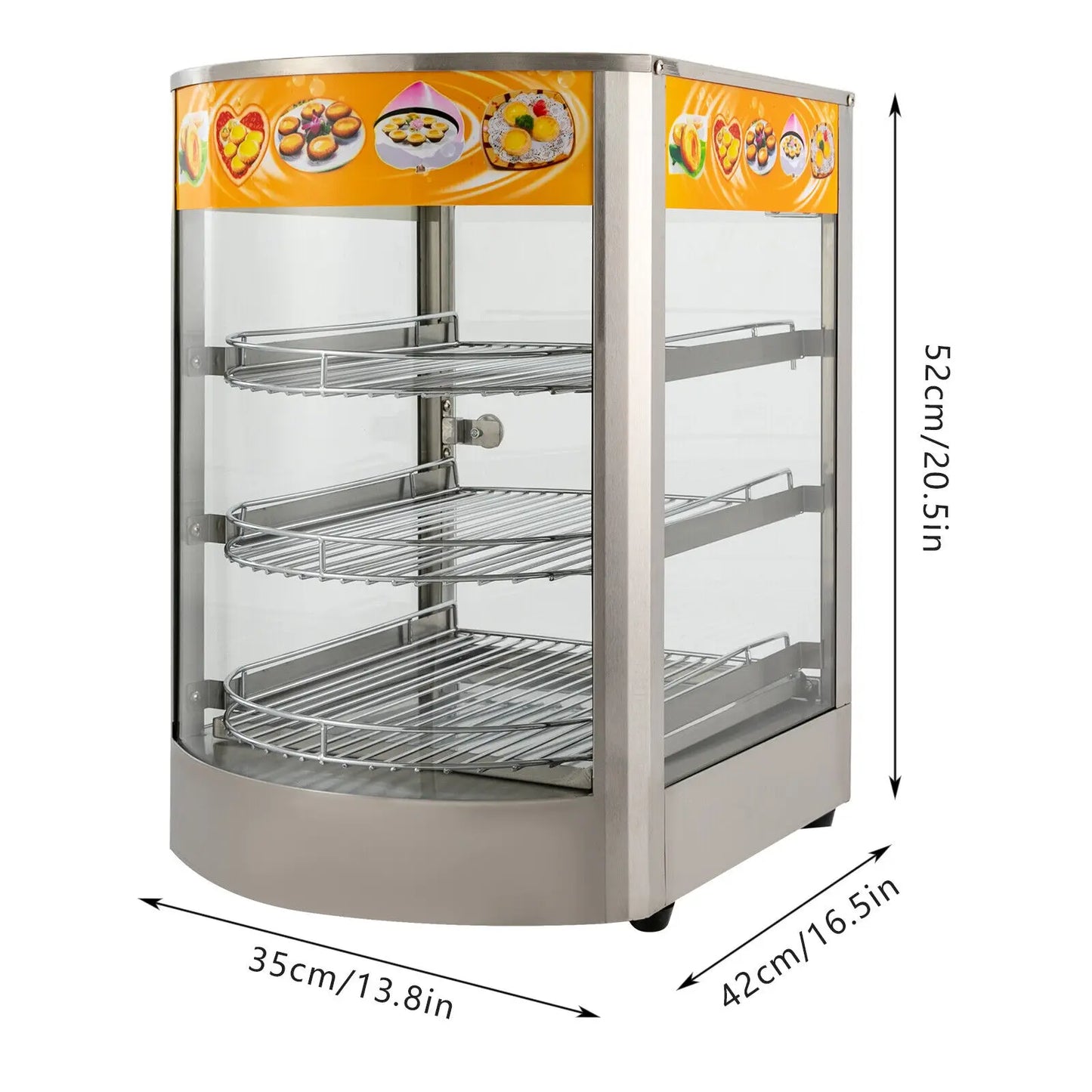 Verwarmde Etalage – Warmhoudkast – Snackenverwarmer – Horeca Etalage – Roestvrij Staal – 50 Liter – Temperatuur Instelbaar
